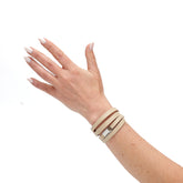 Bracciale multigiro in pelle beige